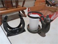 METAL PIG CANDLE HOLDER AND HORSE SHOE STAND