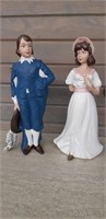 Ceramc Blue Boy & Pinky Figurals 12 in high