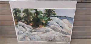 Rocks and Trees by Therese D'Amour (watercolor)
