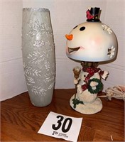 Snowman Lamp with Vase