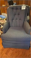 Navy Blue Upholstered Swivel Rocking Chair(Den)