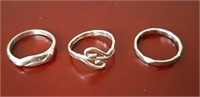 3 Sterling Handmade Dainty Rings Size 2 1/4