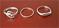 3 Sterling Handmade Dainty Rings Size 2 3/4