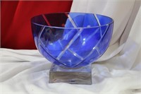 A Cobalt Blue Cut Glass Bowl