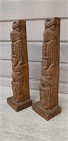 2 Totem Poles Handcrafted Pearlite BC 8in high