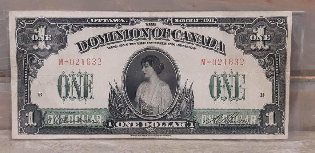 Dominion of Canada 1917 One Dollar Bill PRE M