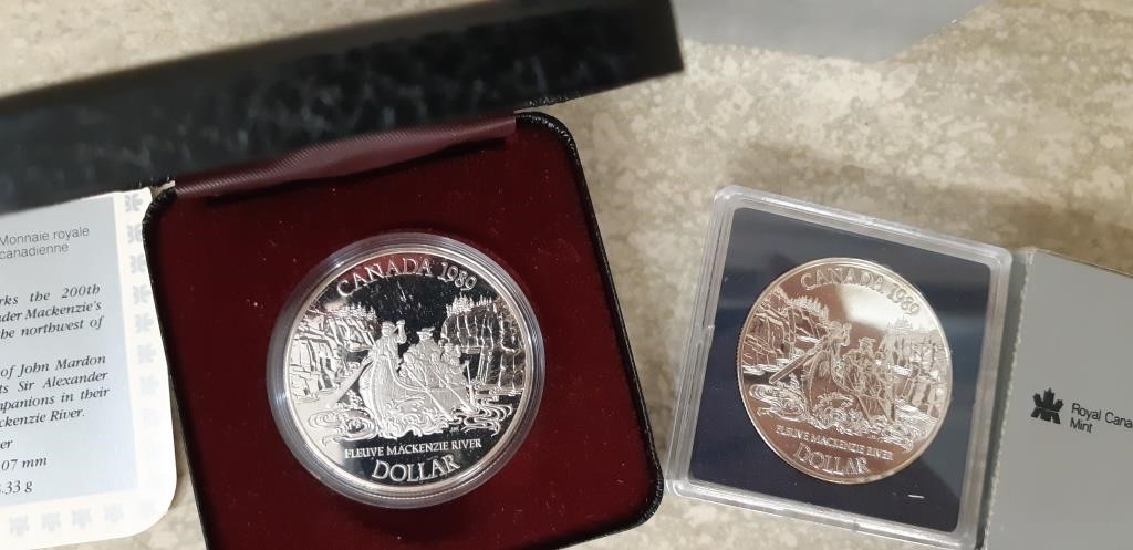 1989 Silver Dollar .50 Mackenzies Voyage X 2 coins