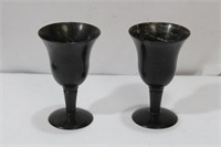 A Pair of Spinach Jade Cups