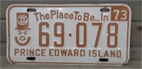 1973 PEI License Plate - The place to be in 73
