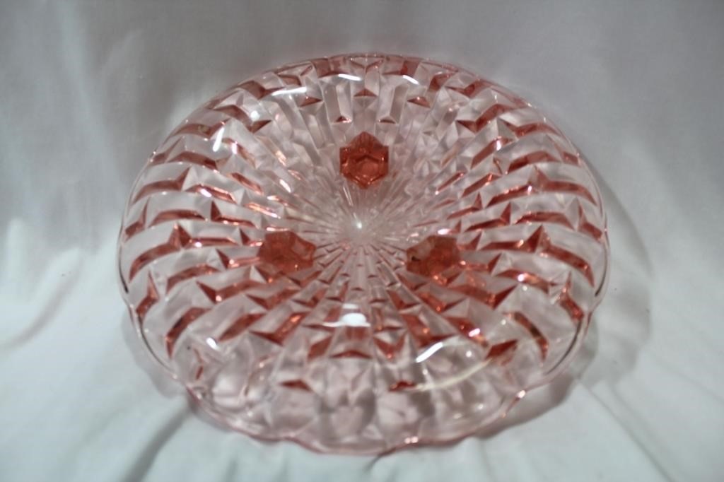A 3-Legged Pink Depression Forstoria Glass Bowl
