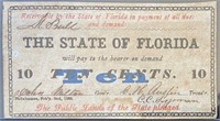 1863 Florida $0.10 Fractional Note