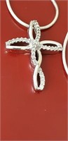 Stunning 32 Diamond Pendant Cross with sterling