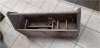 Vintage Wooden Tool Caddy / Box & 8 Barn Spikes &