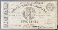 1863 North Carolina $0.05 Fractional Note