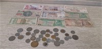 Lot of Foreign Coins and Currency