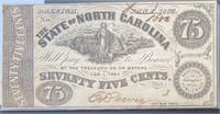 1863 North Carolina $0.75 Fractional Note