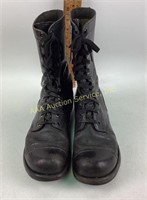 Black leather lace up cap toe US Army Combat Jump