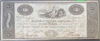 1820 Bank of Upper Canada $3.00 Bank Note