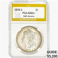 1878-S Morgan Silver Dollar PGA MS66+ DMPL REV