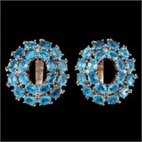 Natural Rare Brazil AAA Neon Blue Apatite Earrings