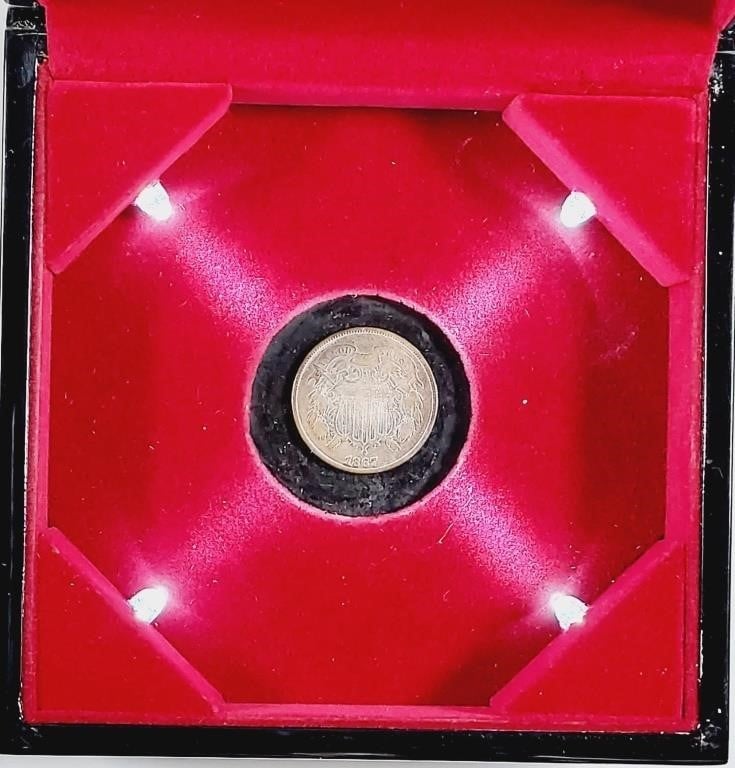 1867  Two Cent in a LED Lighted dispaly box
