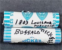 $2 Nickel rolls of Louisana Purchase & Buffalo