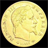 1863-A France .0467oz Gold 5 Francs NEARLY