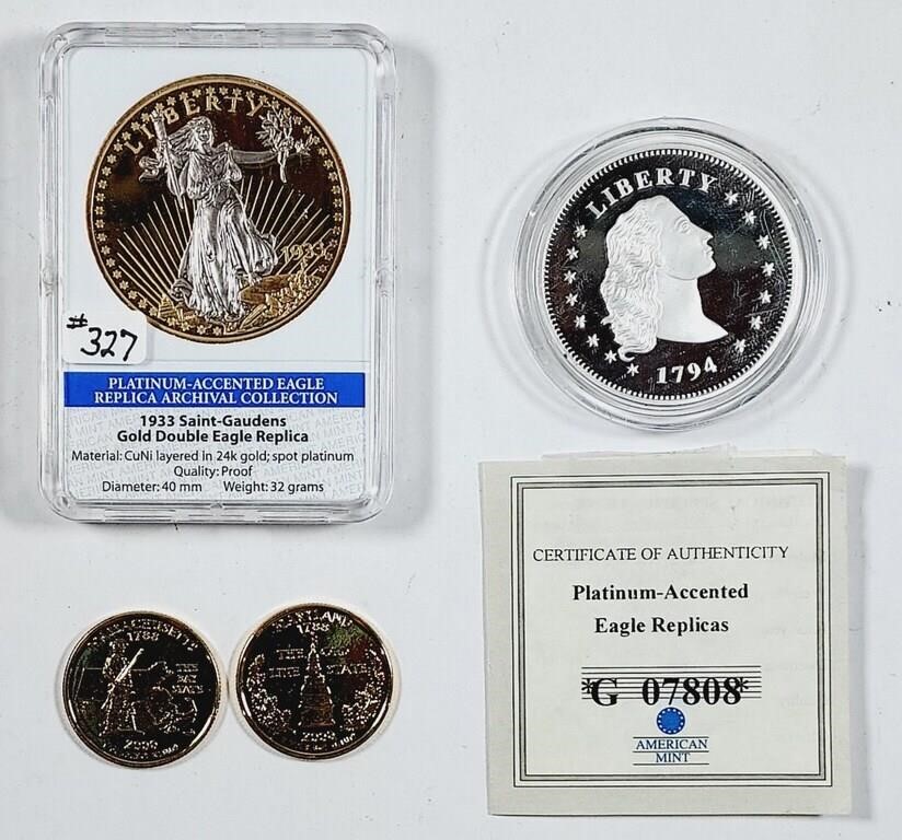 2 State Quarters & 2 Replica Coins