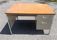 Metal & Wood Office Desk w/ 2 Drawers