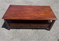 Solid Wood Coffee Table w/ 2 Drawers