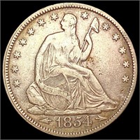 1854 Arws Seated Liberty Half Dollar LIGHTLY