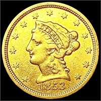 1853 $2.50 Gold Quarter Eagle NEARLY UNCIRCULATED