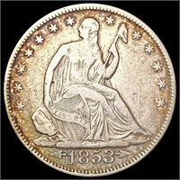 1853 Arws Seated Liberty Half Dollar NEARLY