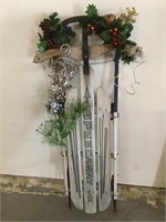 Speedway Wood Sled with Christmas Decor