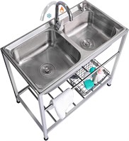 Outdoor Utility Sink Stainless Steel Double Bowl