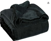 Bedsure Black Sherpa Blanket Twin Size Fluffy