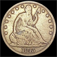 1843 Seated Liberty Half Dollar NICELY CIRCULATED