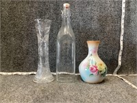 Floral Vase, Crystal Vase, and Old Bottle
