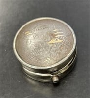 Asian Sterling Silver Pill Box, Gold Teeth