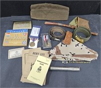 (E) Military Memorabilia Includes Metals, Belts,