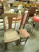 Vintage Prayer Chair + Another Chair w/ Kane Seat