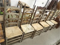 (6) Ladder Back Chairs w/ Bamboo Seats