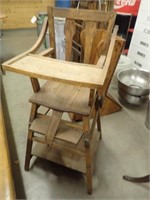 Antique Wooden Child's High Chair