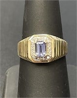14 KT Amethyst and Diamond Ring
