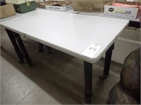 Gray Table On Casters w/ Brakes - 48"Wx24"Dx29"H
