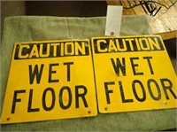(2) Caution Wet Floor Metal Signs - 12"wx12"H