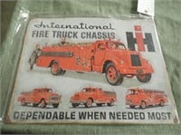 IH Fire Truck Chasis Metal Sign - New -