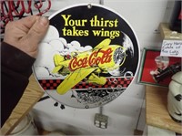 Coca Cola Your Thirst Takes Wings Rd. Metal Sign-