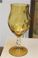 Amber Colour Glass Stem Vase
