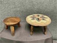 Two Vintage Small Stools